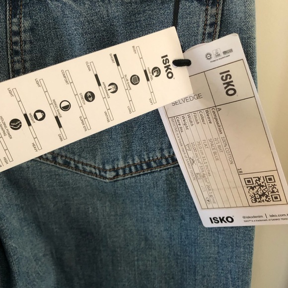 ISKO High Rise Cropped Jeans Straight Leg Button Fly Raw Hem women's size 28 - Picture 9 of 14